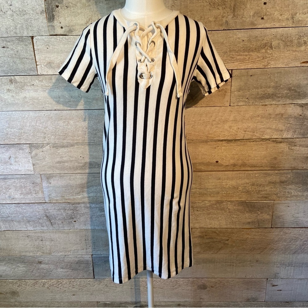 EUC Zara Striped Dress Black & White Size Small